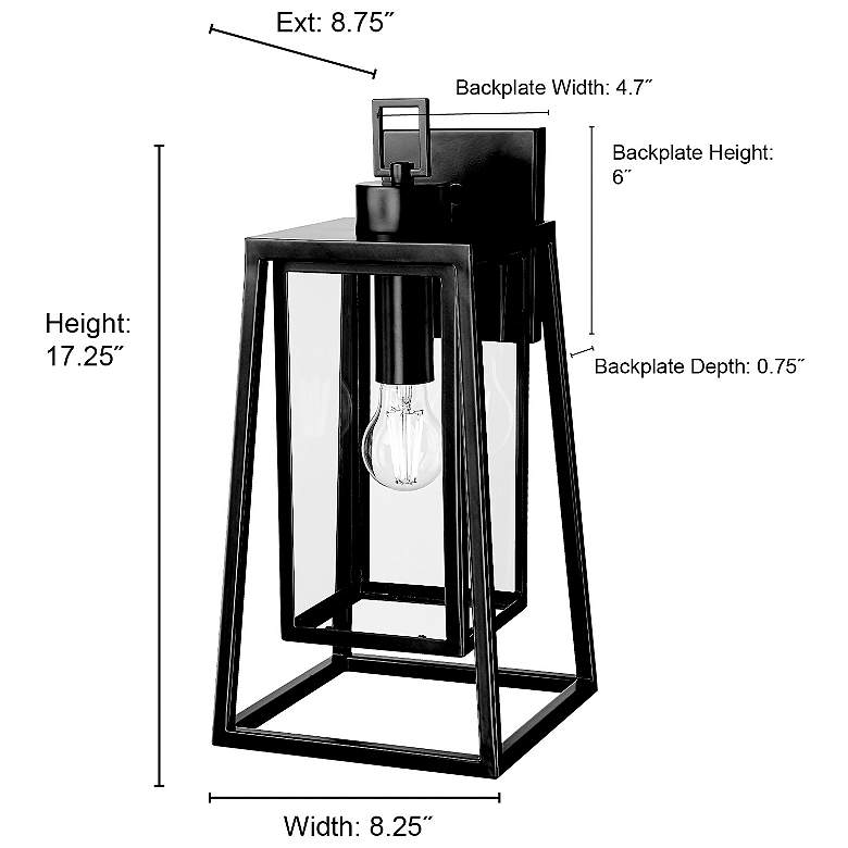 Image 7 Denzell 17.25" High 1-Light Outdoor Wall Sconce in Powder Coated Black more views