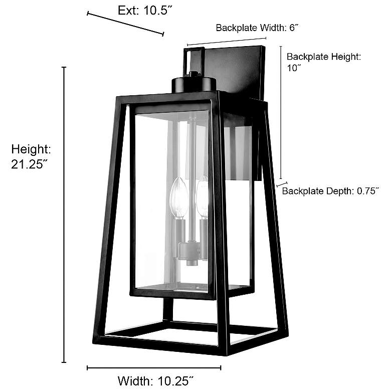 Image 7 Denzell 21.25" High 2-Light Outdoor Wall Sconce in Powder Coated Black more views