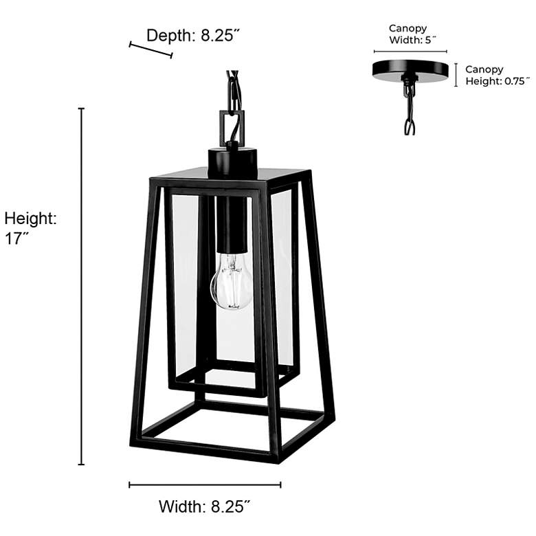 Image 6 Denzell 8.25" Wide 1-Light Outdoor Hanging Lantern in Powder Coated Black more views