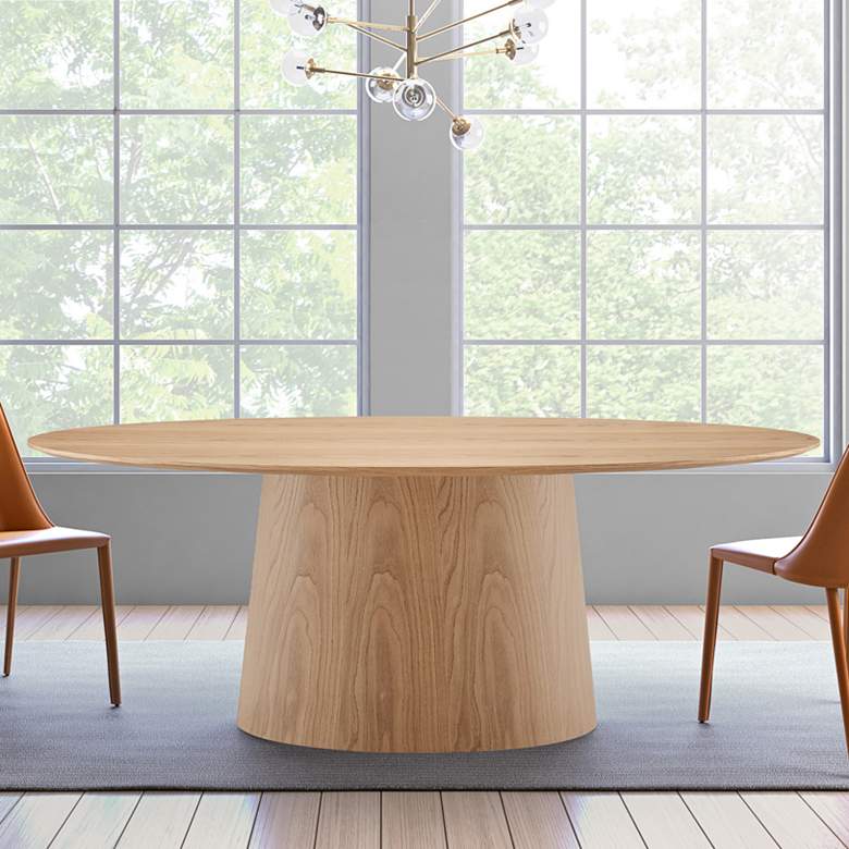 Image 2 Deodat 78 1/2" Wide Oak Veneer Wood Oval Dining Table
