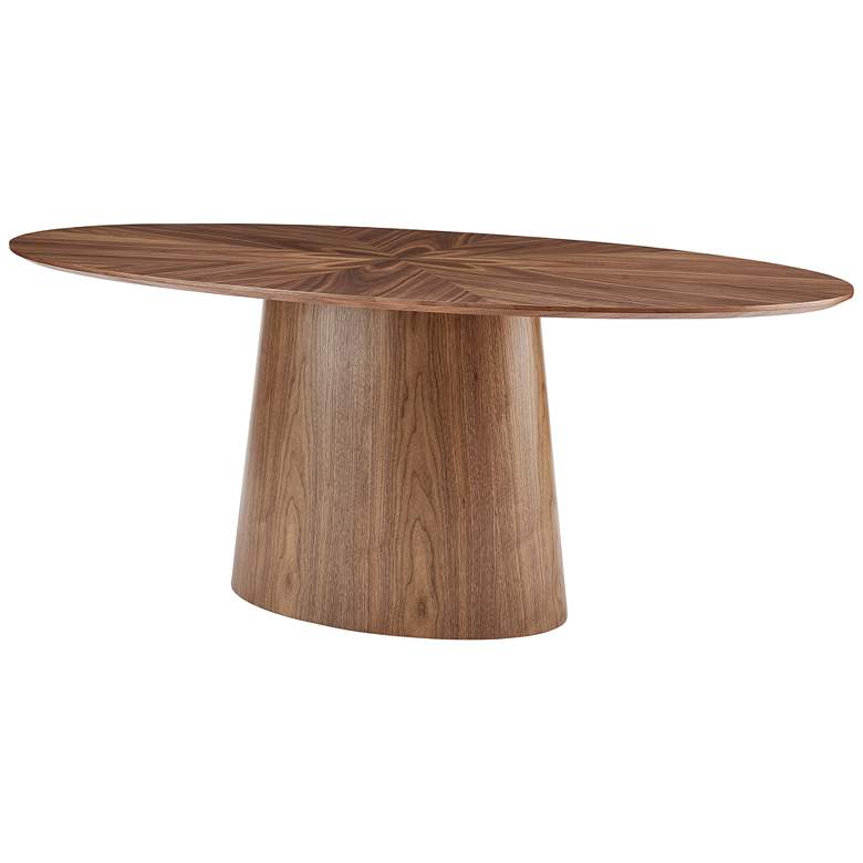 Image 2 Deodat 78 1/2" Wide Walnut Veneered Wood Oval Dining Table