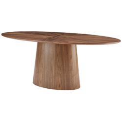 Deodat 78 1/2&quot; Wide Walnut Veneered Wood Oval Dining Table