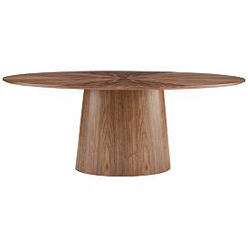 Image3 of Deodat 78 1/2" Wide Walnut Veneered Wood Oval Dining Table more views