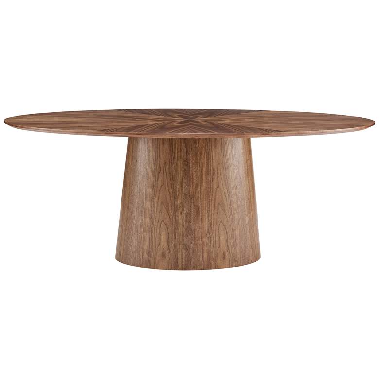 Image 3 Deodat 78 1/2" Wide Walnut Veneered Wood Oval Dining Table more views