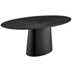 Deodat 78 1/2&quot;W Ash Veneered Matte Black Oval Dining Table