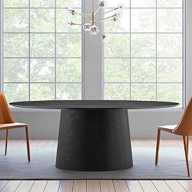 Image2 of Deodat 78 1/2"W Ash Veneered Matte Black Oval Dining Table