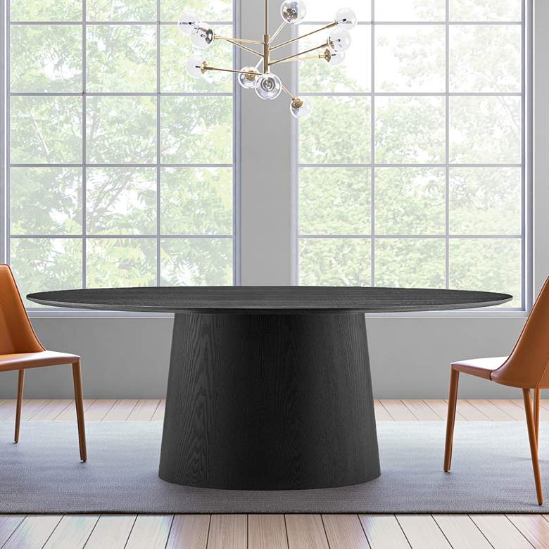 Image 2 Deodat 78 1/2"W Ash Veneered Matte Black Oval Dining Table