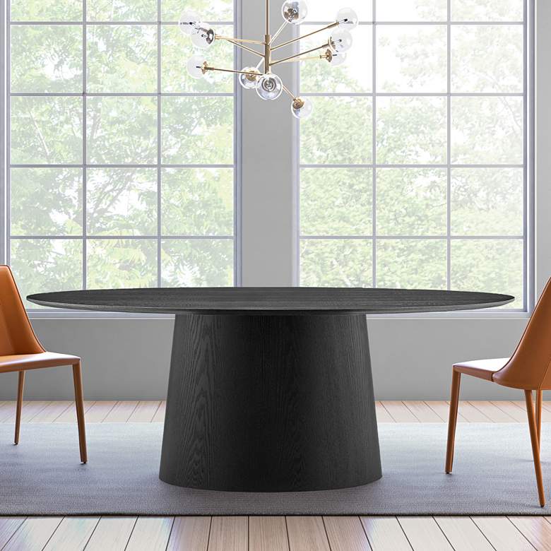 Image 2 Deodat 78 1/2 inchW Ash Veneered Matte Black Oval Dining Table