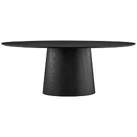 Image5 of Deodat 78 1/2"W Ash Veneered Matte Black Oval Dining Table more views
