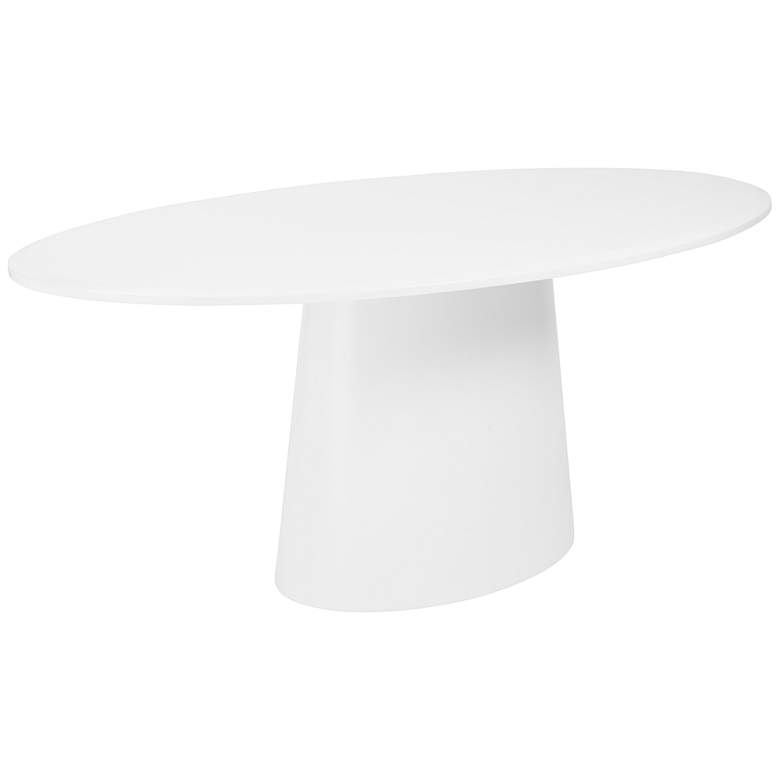 Image 3 Deodat 78 1/2"W Matte White Lacquered Wood Oval Dining Table