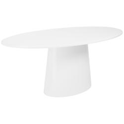 Deodat 78 1/2&quot;W Matte White Lacquered Wood Oval Dining Table