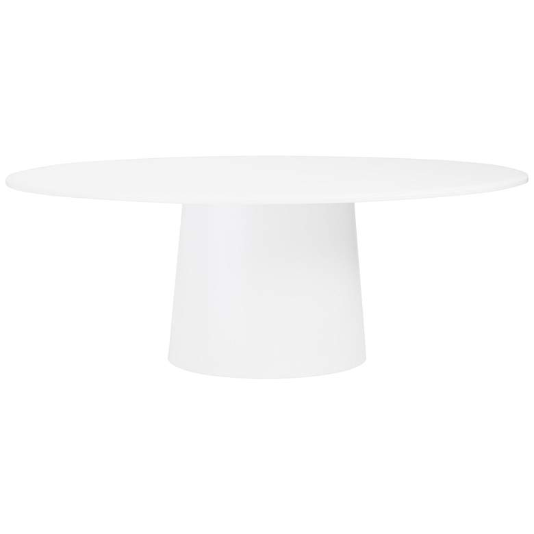Image 5 Deodat 78 1/2"W Matte White Lacquered Wood Oval Dining Table more views