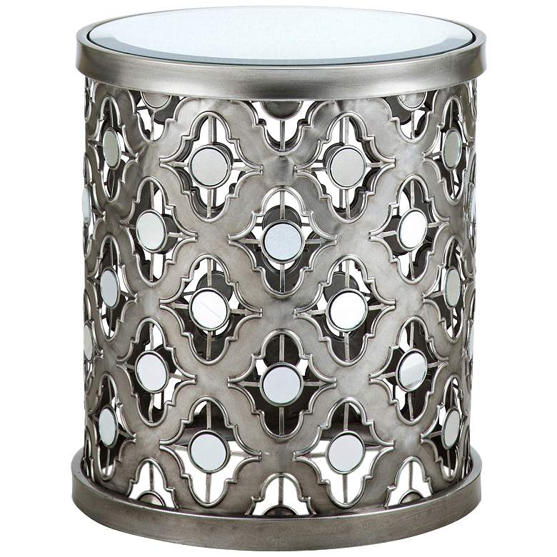 Image 2 Deon 16 1/4 inch Wide Silver Quatrefoil Mirror Accent Table