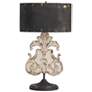 DePosh Distressed Cream and Black Wood Table Lamp with Oval Black Shade