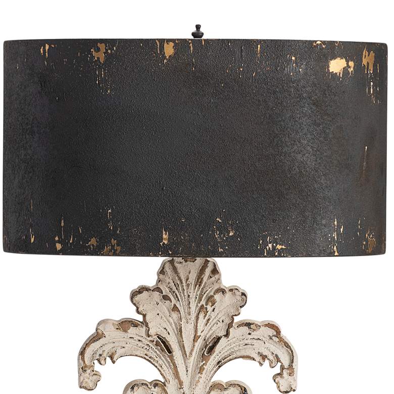 Image 4 DePosh Distressed Cream and Black Wood Table Lamp with Oval Black Shade more views