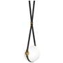 Derby 10.9"W Brass Branded Plate LED Pendant w/ Black Straps and Opal 