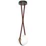 Derby 10.9"W Brass Branded Plate LED Pendant w/ Brown Straps and Opal 