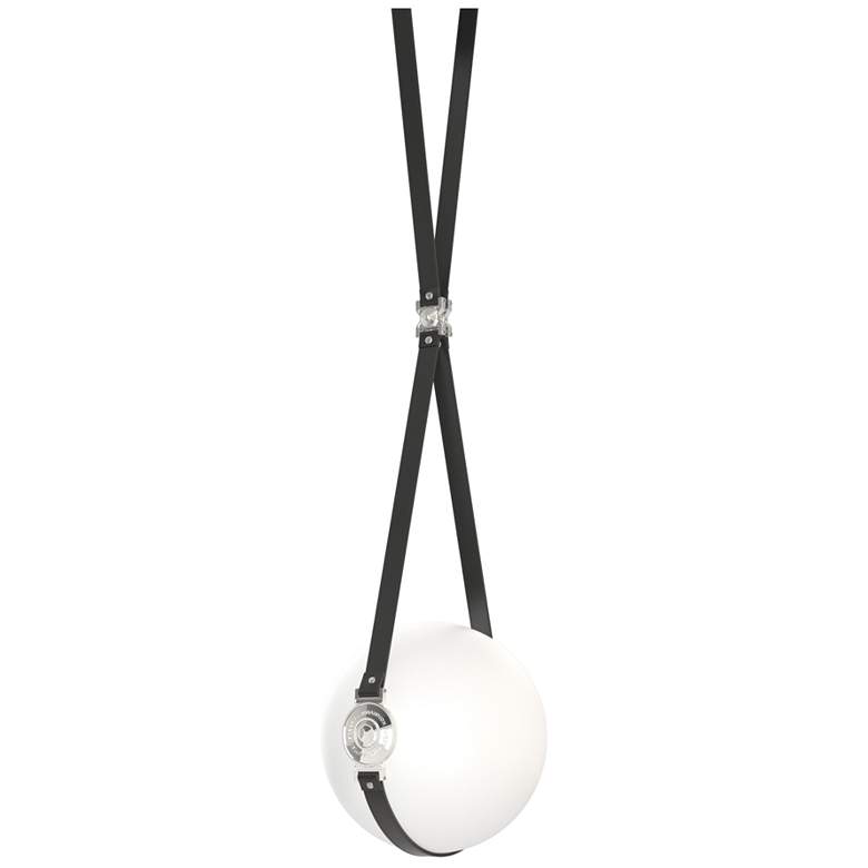 Image 1 Derby 10.9"W Polished Nickel Branded Plate LED Pendant w/ Black Straps