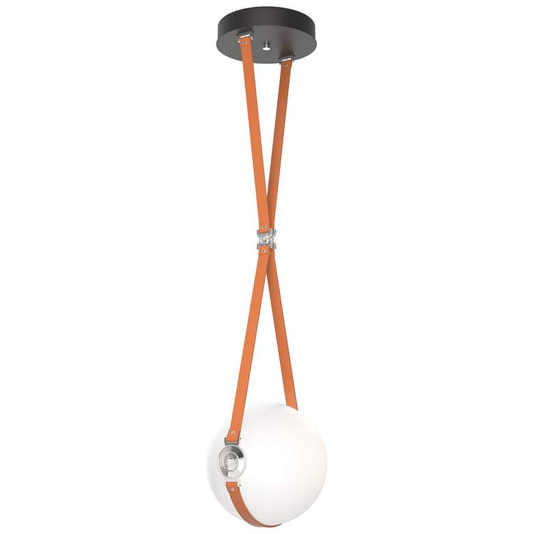 Image 1 Derby 10.9"W Polished Nickel LED Pendant w/ Chestnut Straps and Opal S