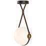 Derby 14.9" Antique Brass Long Branded LED Pendant with Brown Straps