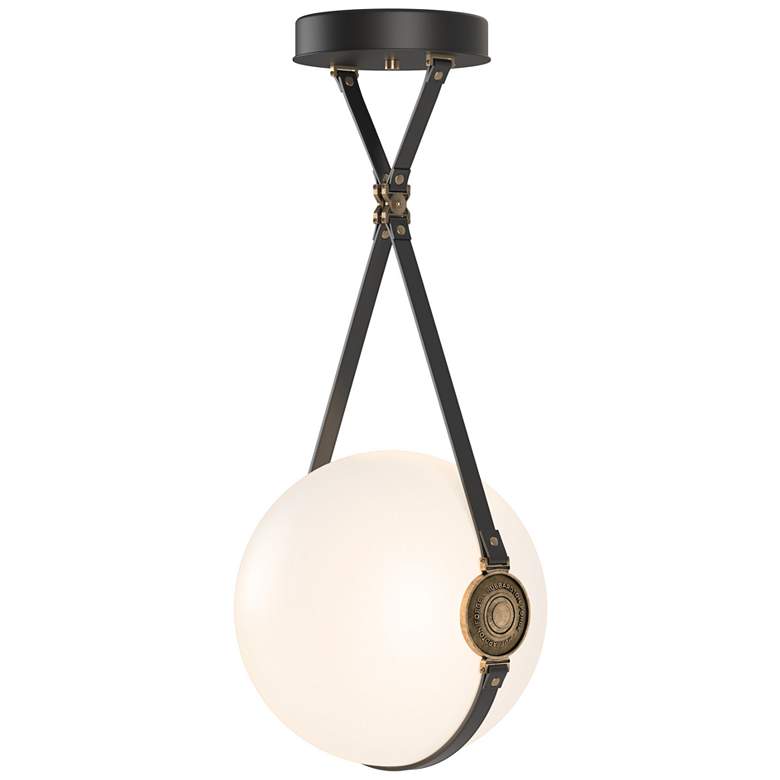 Image 1 Derby 14.9 inch Antique Brass Short Branded LED Pendant with Black Straps