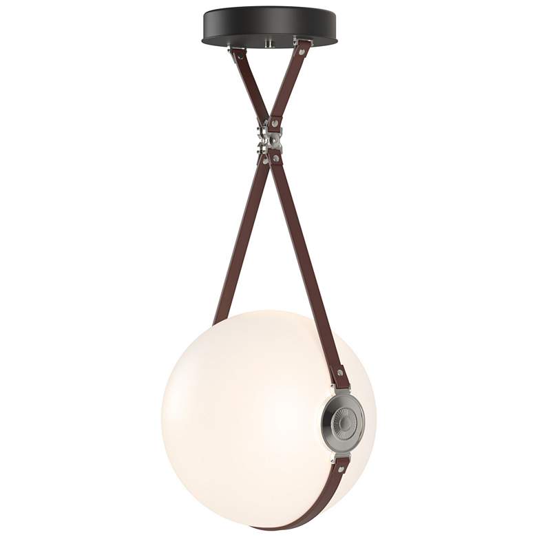 Image 1 Derby 14.9 inch Polished Nickel Long LED Pendant with Brown Straps