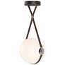 Derby 14.9" Polished Nickel Long LED Pendant with Brown Straps