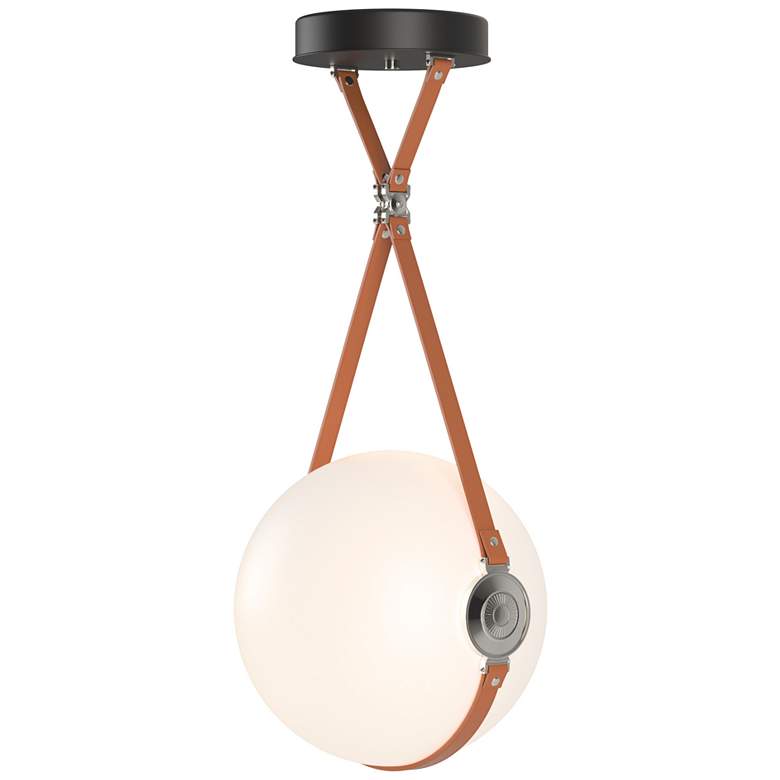 Image 1 Derby 14.9 inch Polished Nickel Long LED Pendant with Chestnut Straps