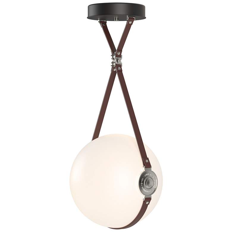 Image 1 Derby 14.9" Polished Nickel Short Branded LED Pendant with Brown Strap