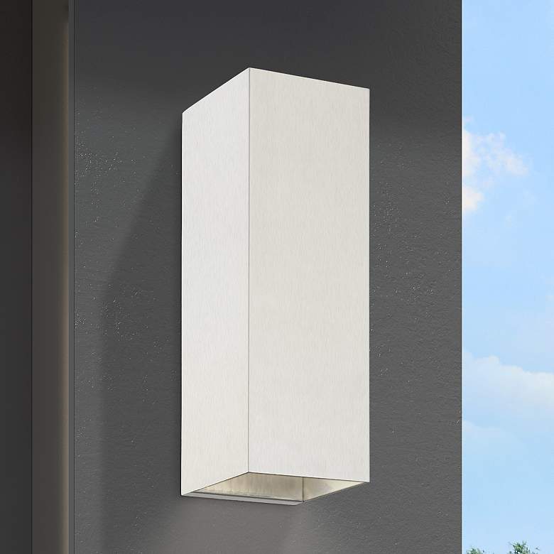 Image 1 Derby 14" High Brushed Nickel Outdoor Wall Light