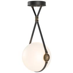 Derby Large LED Pendant - Antique Brass - Black - Branded Plate  - Opal