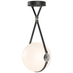Derby Large LED Pendant - Polished Nickel - Black - Branded Plate  - Opal