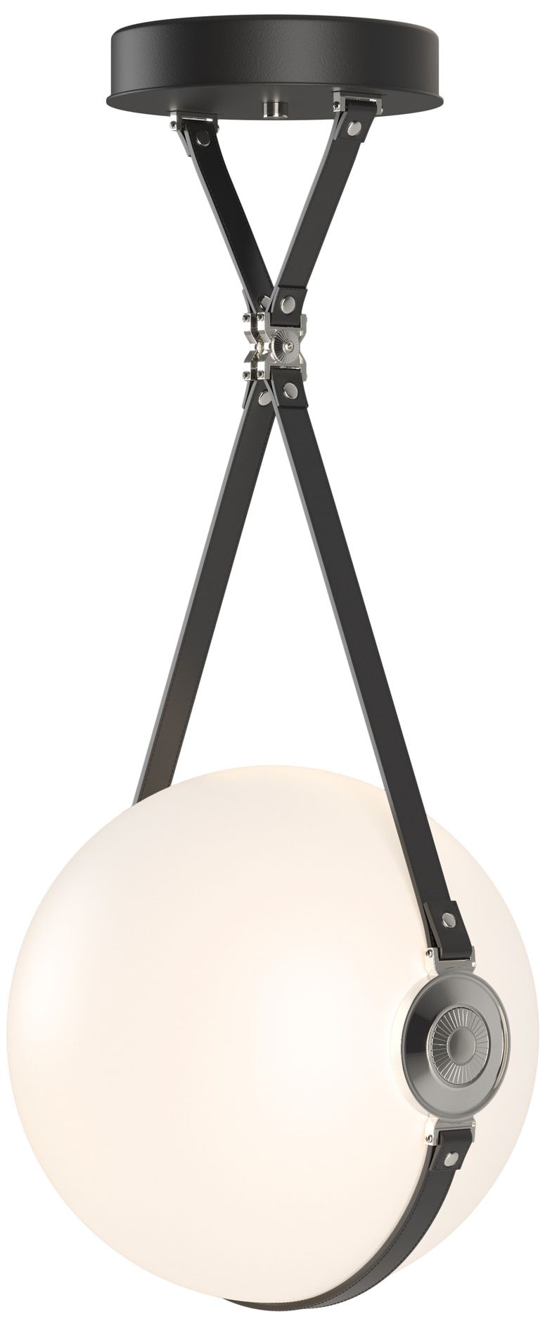 Derby Large LED Pendant Polished Nickel Black Non-Br&ed Opal Made to Order