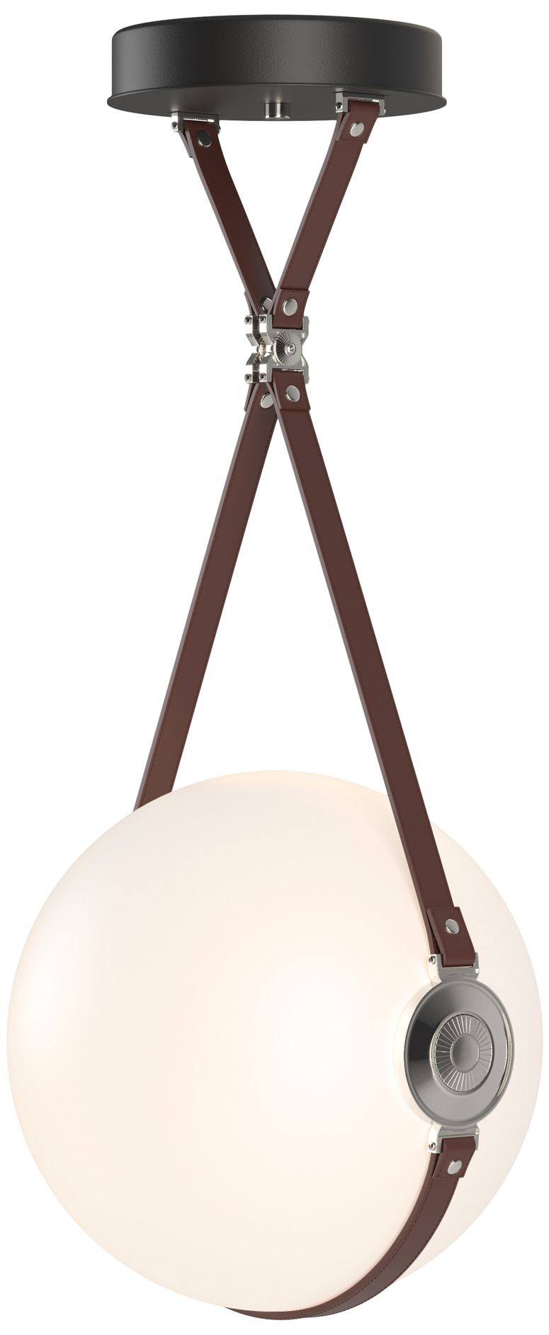 Derby Large LED Pendant Polished Nickel Brown Non-Br&ed Opal Made to Order