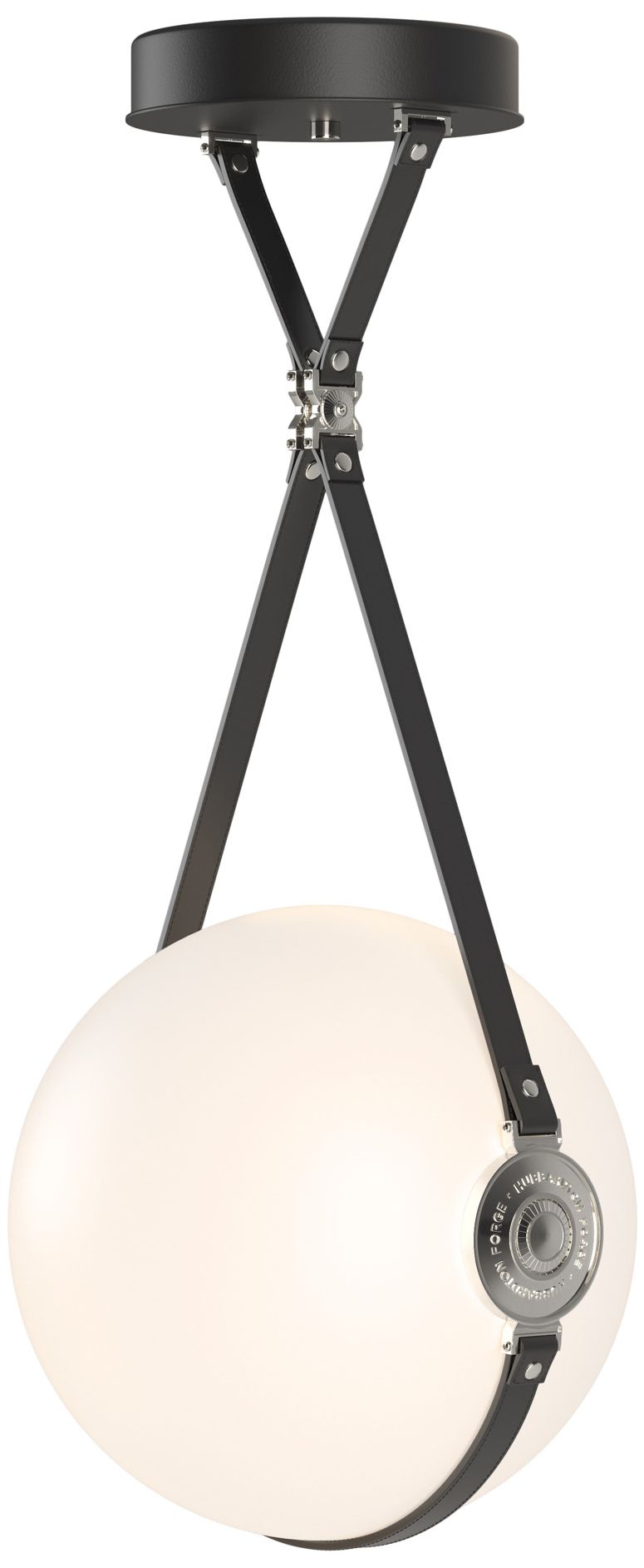 Derby LED Pendant Polished Nickel Black Br&ed Plate Opal Made to Order
