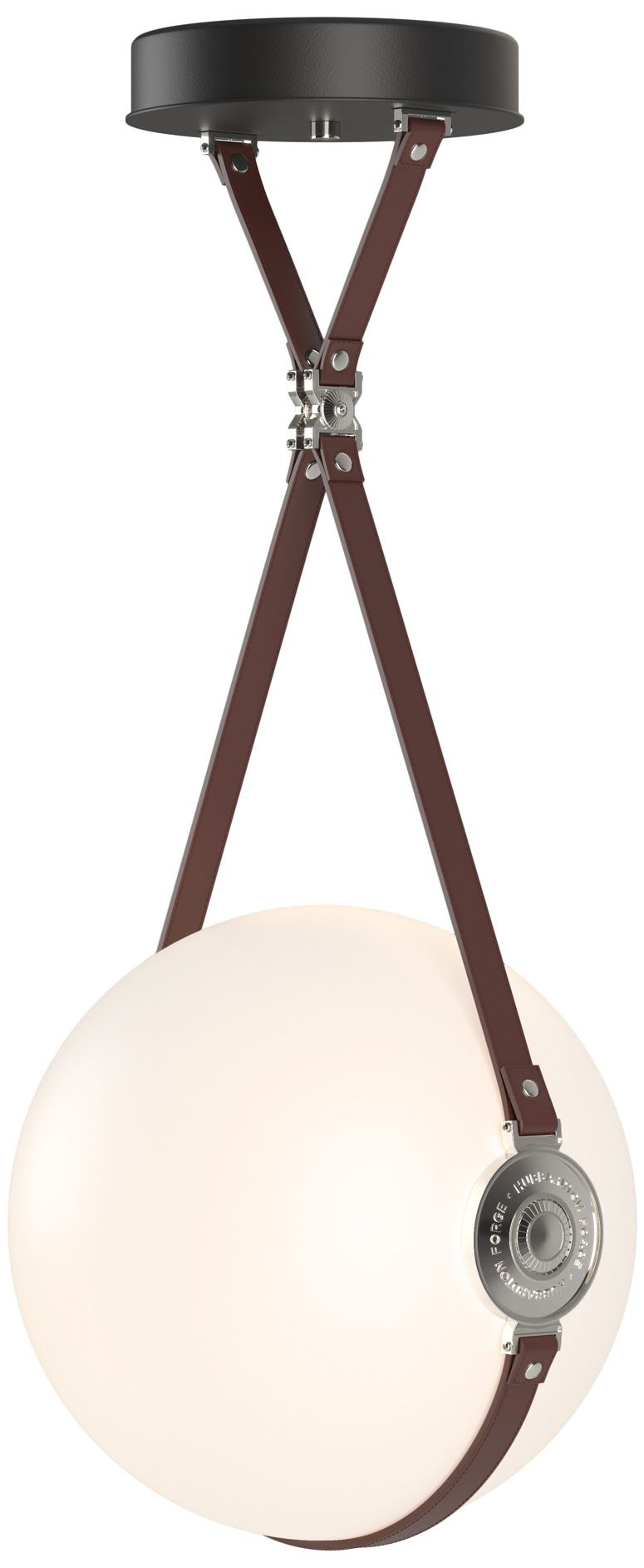 Derby LED Pendant Polished Nickel Brown Br&ed Plate Opal Made to Order