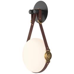 Derby LED Sconce - Black - Brass - Brown - Non-Branded Plate - Opal Glass