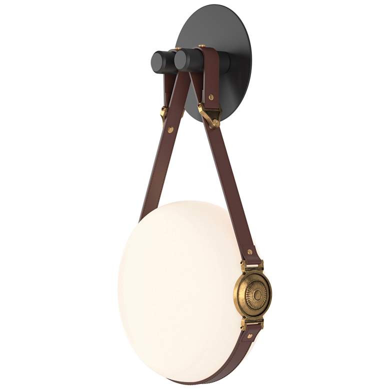 Image 1 Derby LED Sconce - Black - Brass - Brown - Non-Branded Plate - Opal Glass