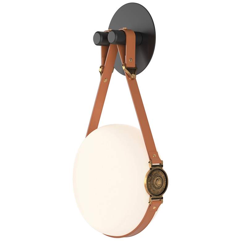 Image 1 Derby LED Sconce - Black - Brass - Chestnut - Branded Plate - Opal Glass