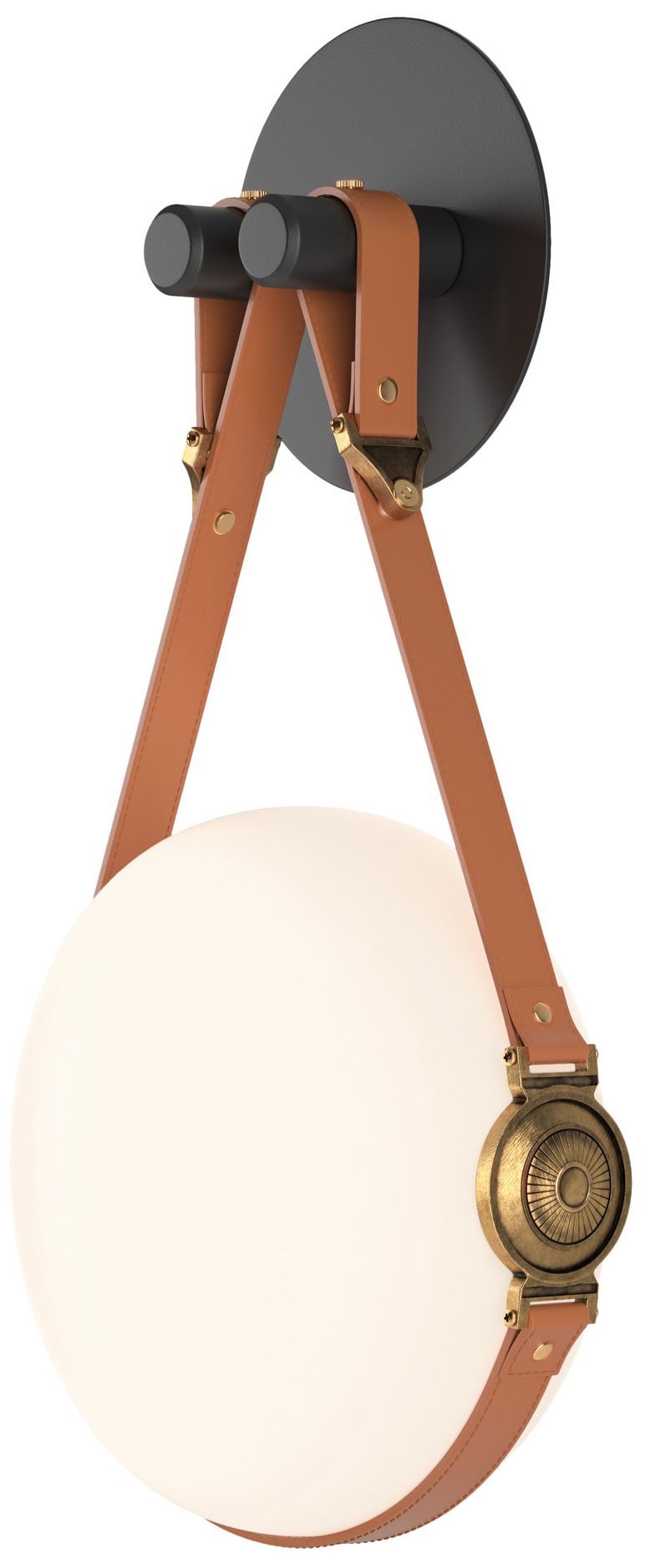 Derby LED Sconce Black Brass Chestnut Non-Branded Plate Opal Made to Order