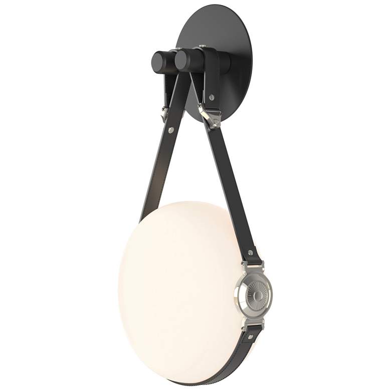 Image 1 Derby LED Sconce - Black - Nickel - Black - Non-Branded Plate - Opal Glass