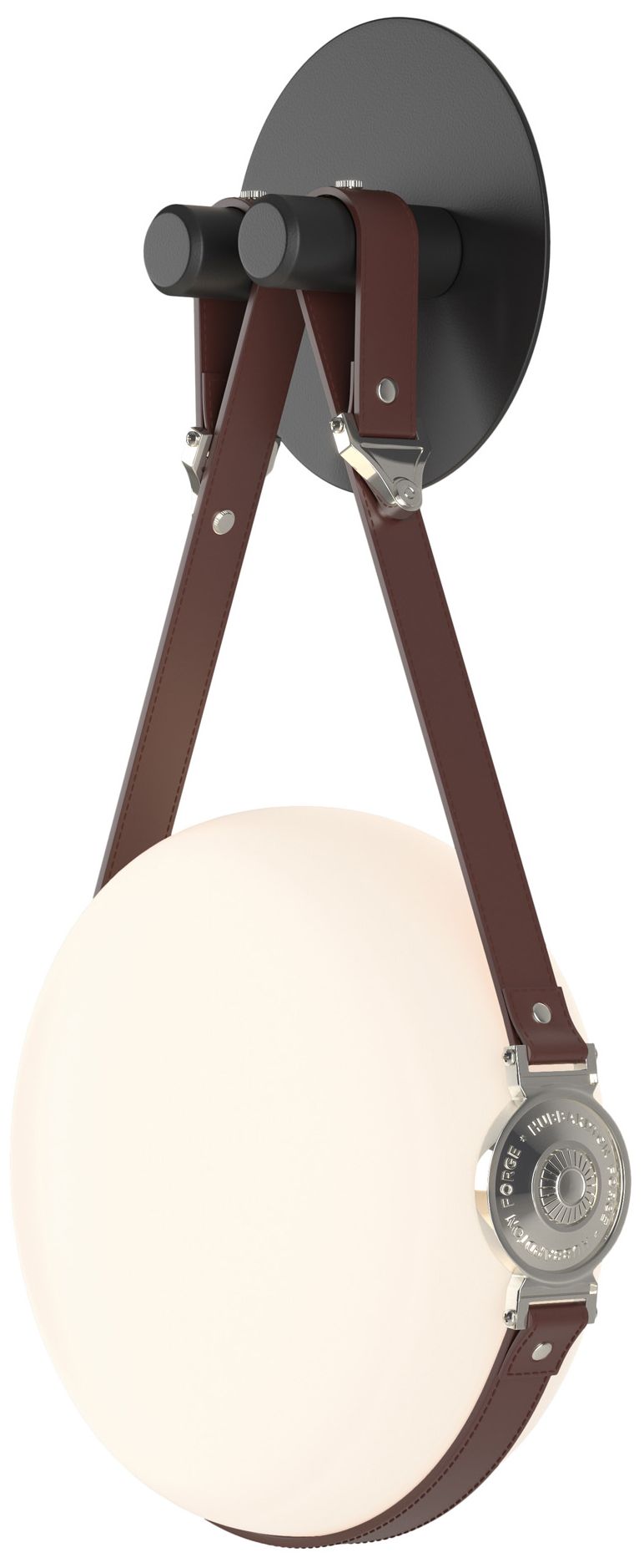 Derby LED Sconce Black Nickel Brown Branded Plate Opal Glass Made to Order