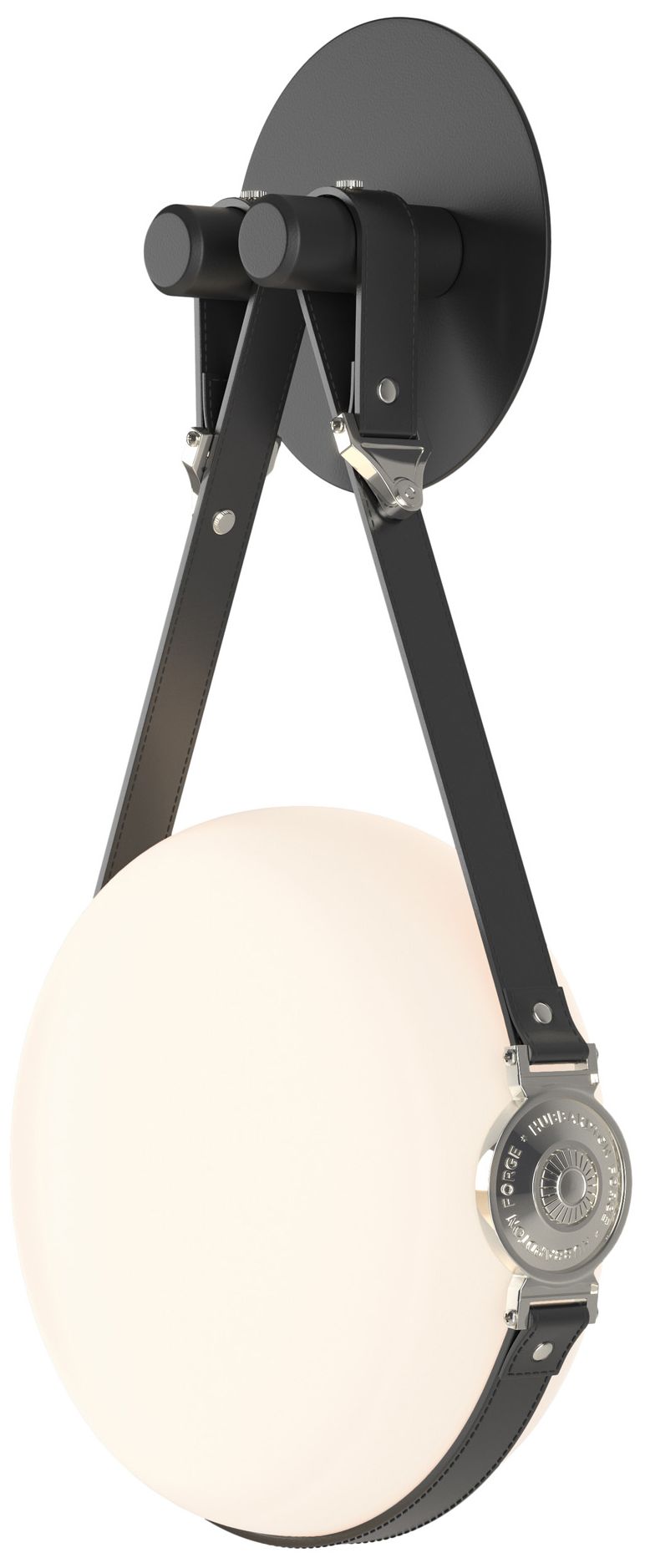 Derby LED Sconce Nickel Black Branded Plate Opal Glass Made to Order