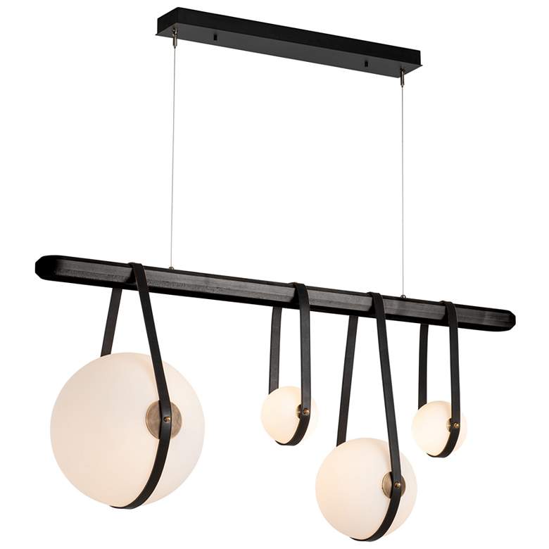 Image 1 Derby Linear 4-Light LED Pendant - Brass - Black - Black - Opal - Standard