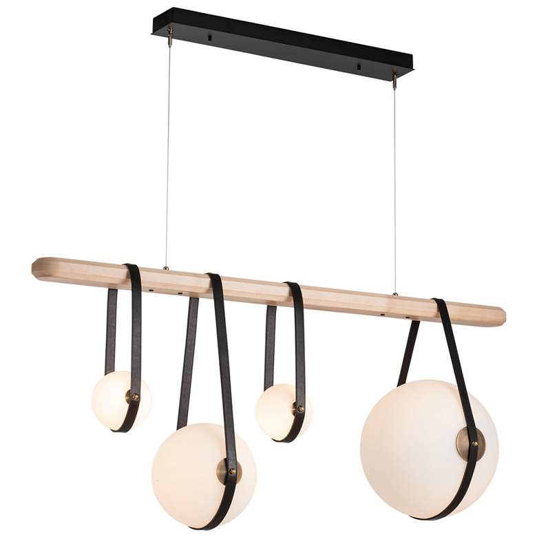 Image 1 Derby Linear 4-Light LED Pendant - Brass - Black - Maple - Opal - Standard