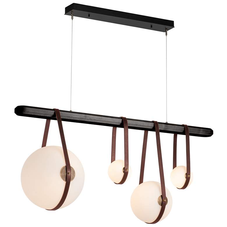 Image 1 Derby Linear 4-Light LED Pendant - Brass - Brown - Black - Opal - Standard