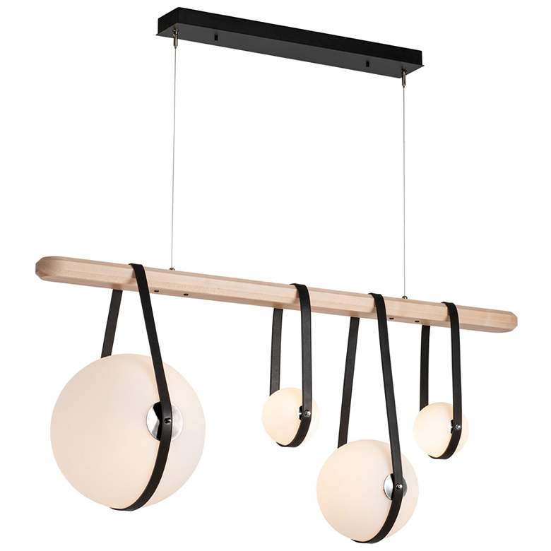 Image 1 Derby Linear 4-Light LED Pendant - Nickel - Black - Maple - Opal - Standard