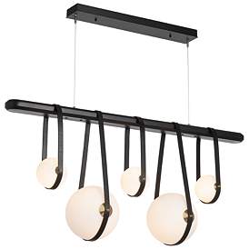 Image1 of Derby Linear 5-Light LED Pendant - Brass - Black - Black - Opal - Standard