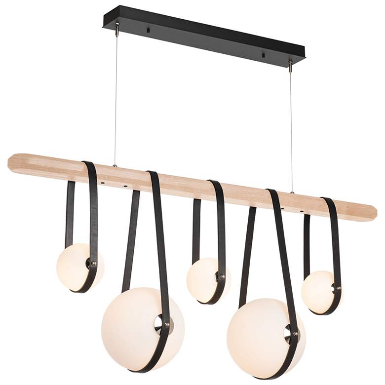 Image 1 Derby Linear 5-Light LED Pendant - Brass - Black - Maple - Opal - Standard