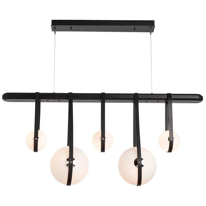Image 1 Derby Linear 5-Light LED Pendant - Nickel - Black - Black - Opal - Standard
